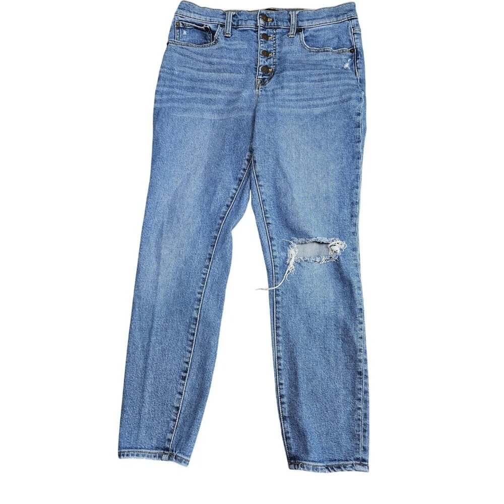J.Crew High Rise Skinny Jeans Womens 29 Blue Medium Wash Button Fly Stretch